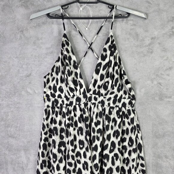 Womens Shein Curve Black & White Leopard Print Maxi Dress Crossback Size XXL - Picture 4 of 9